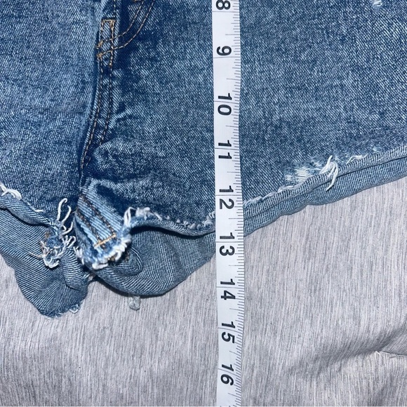 Wild Fable Y2K Distressed Hi Waisted Button Fly Cut Off Blue Jean Shorts Size 4 - Picture 8 of 8